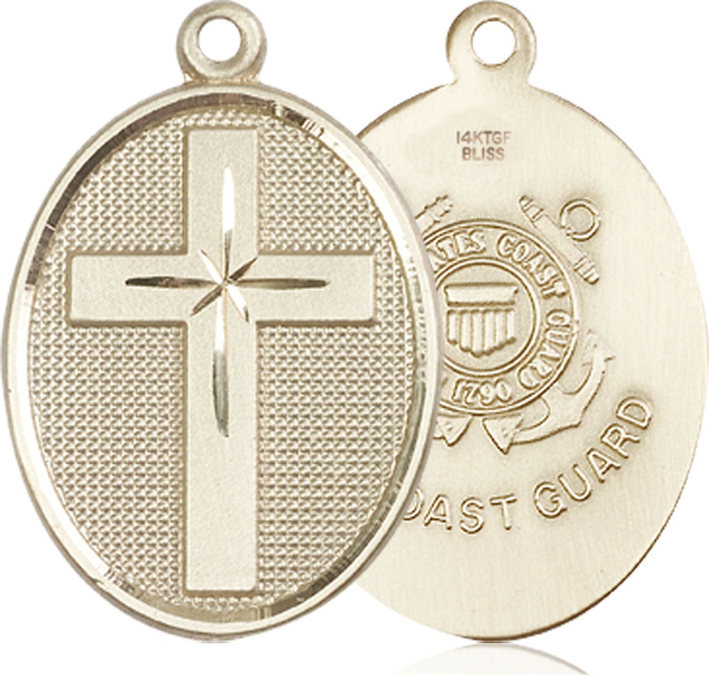 14kt Gold Filled Cross Coast Guard Medal