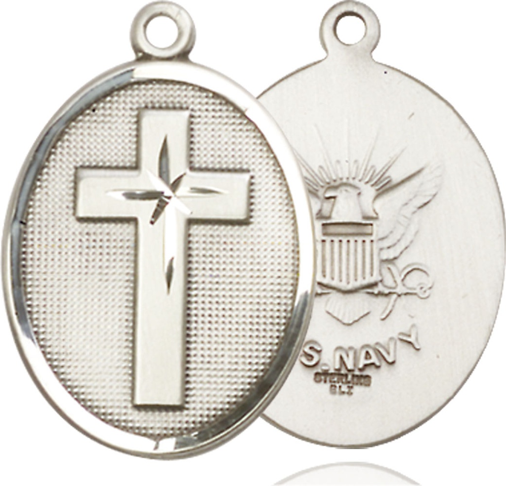 Sterling Silver Cross Navy Medal