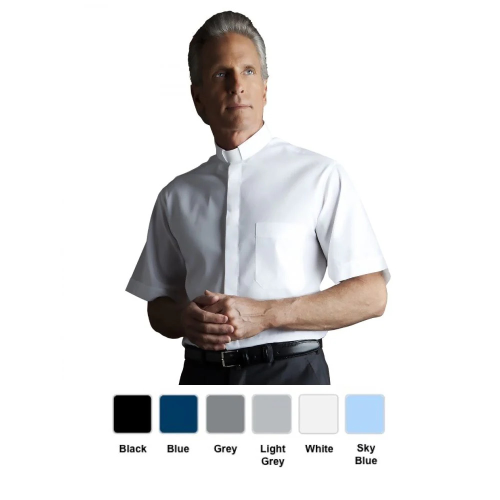 Cotton Blend Short Sleeve Clergy Shirt