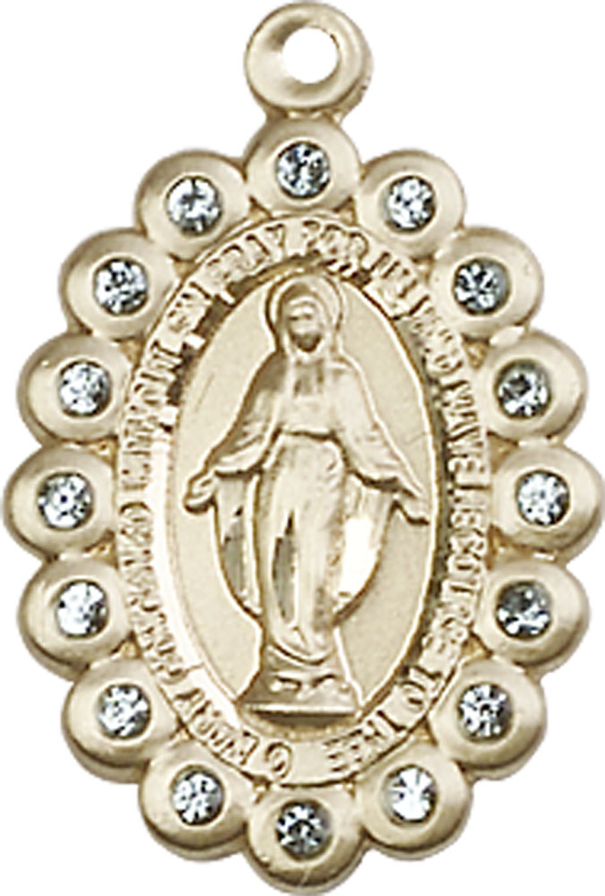 14kt Gold Filled Miraculous Medal with Rose Swarovski stones
