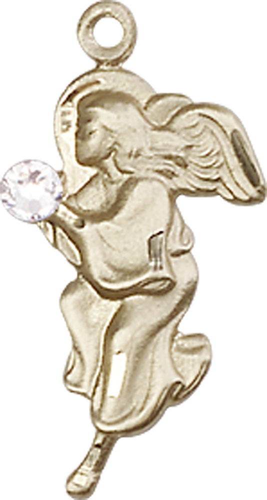 14kt Gold Filled Guardian Angel Medal with a 3mm Crystal Swarovski stone