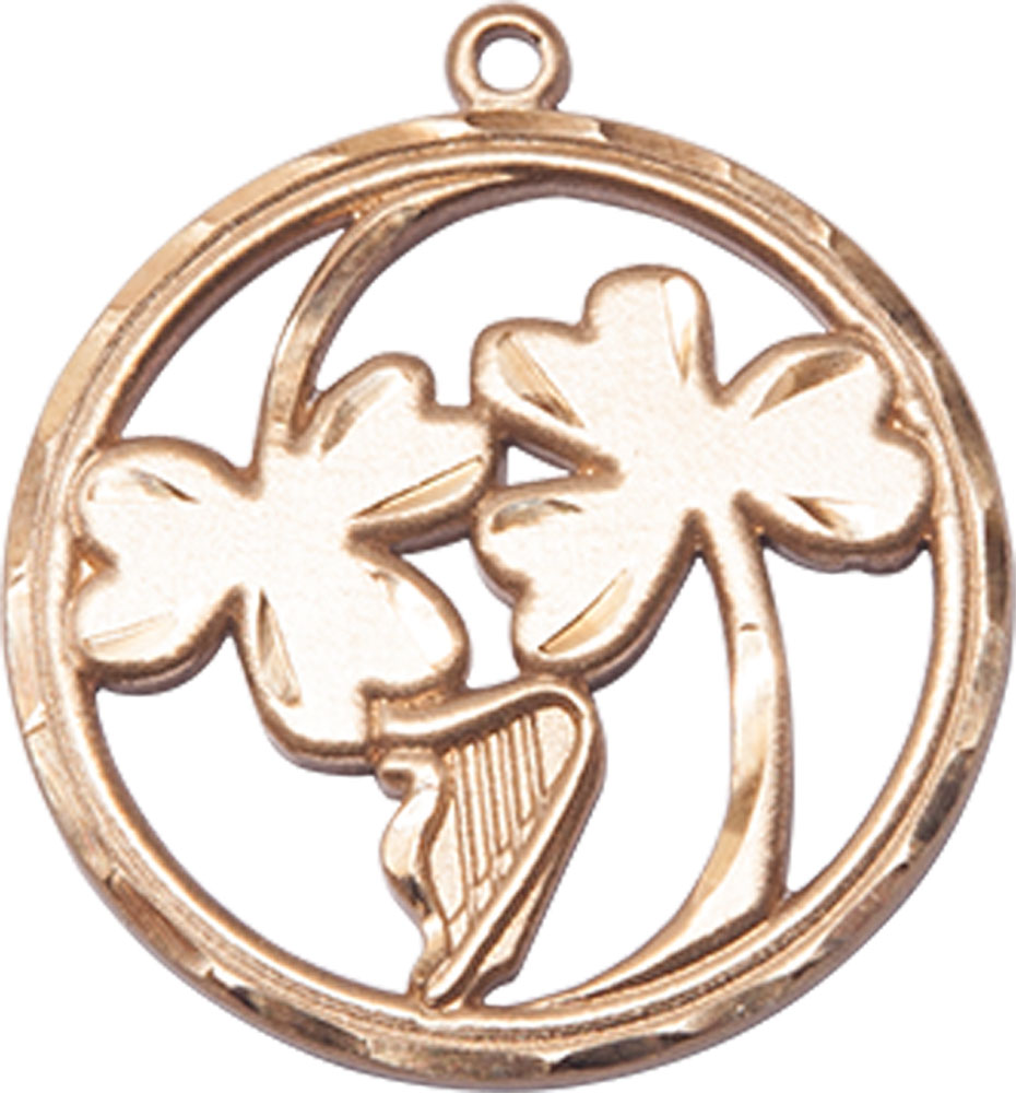 14kt Gold Filled Irish Shamrock Harp Medal