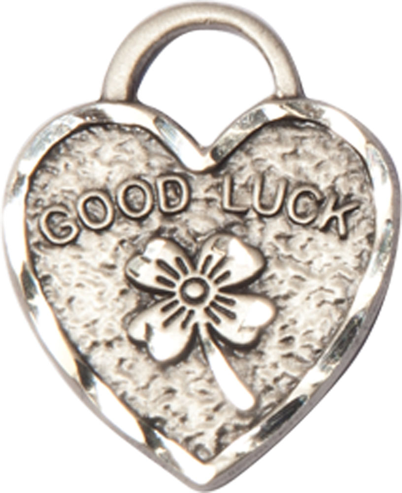 Sterling Silver Good Luck Shamrock Heart Medal