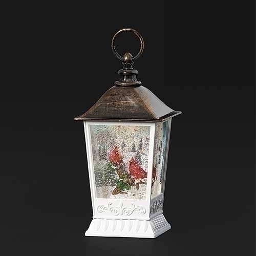 9.5"H Led Swirl Cardinal Print - Lantern; Batt N/Inc; Port/Cord - Christmas