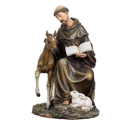 8.5" Seated St. Francis W/Horse