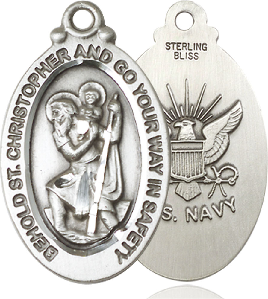 Sterling Silver Saint Christopher Navy Medal