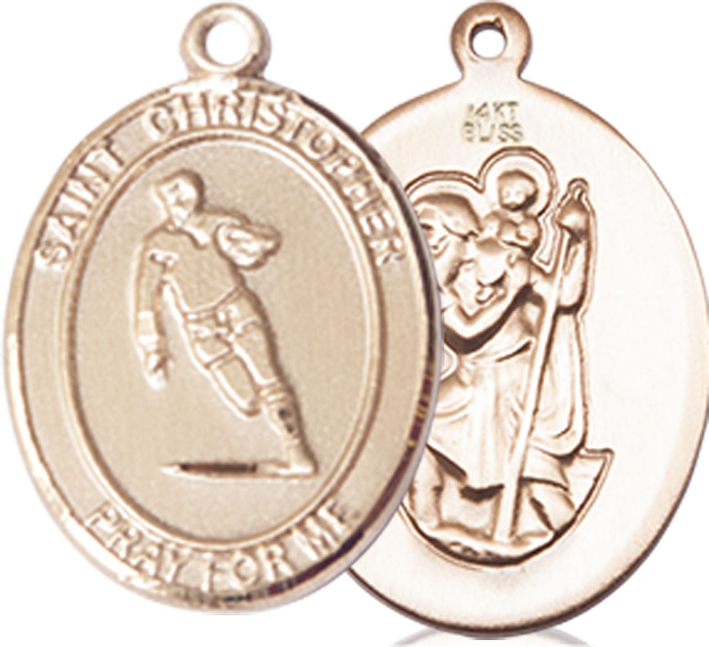 14kt Gold Saint Christopher Rugby Medal