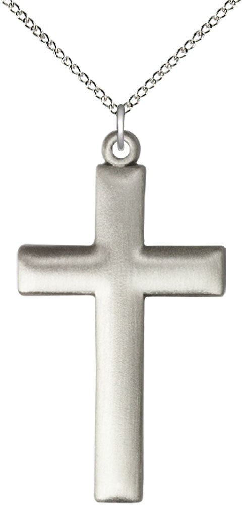 Sterling Silver Cross Pendant on a 18 inch Sterling Silver Light Curb chain