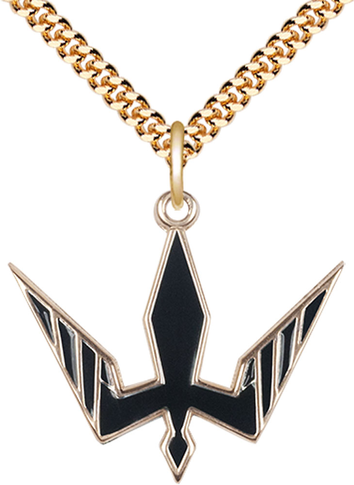 14kt Gold Filled Holy Spirit Pendant on a 24 inch Gold Plate Heavy Curb chain