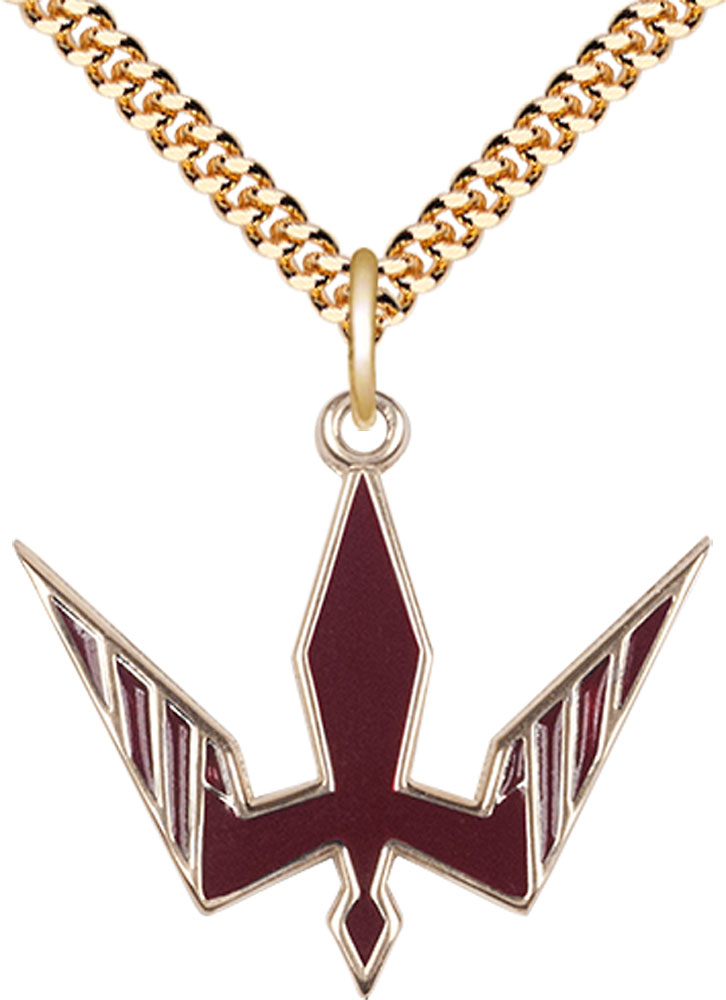 14kt Gold Filled Holy Spirit Pendant on a 24 inch Gold Plate Heavy Curb chain