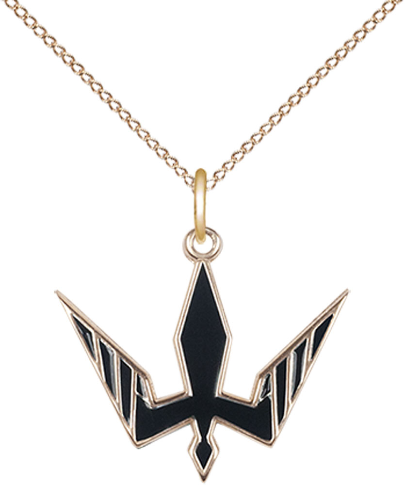 14kt Gold Filled Holy Spirit Pendant on a 18 inch Gold Filled Light Curb chain