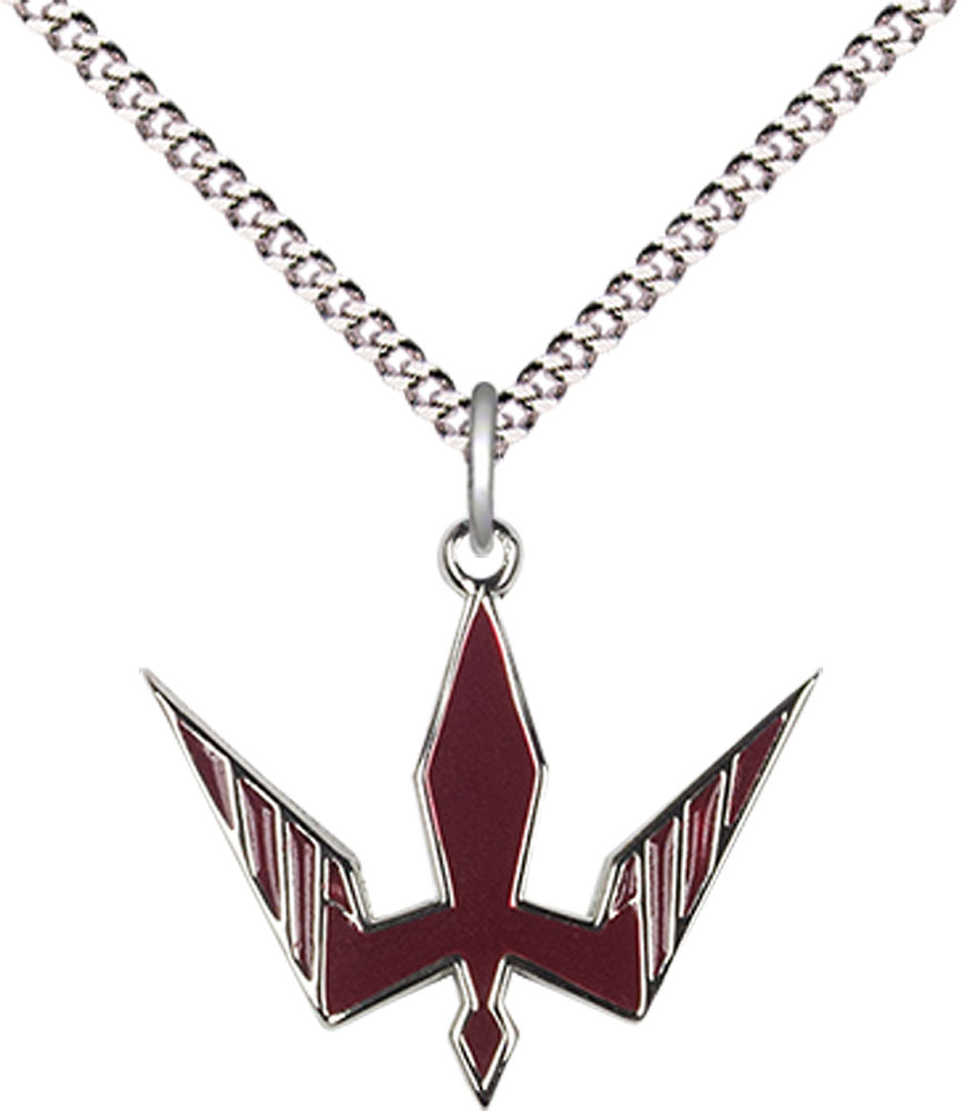 Sterling Silver Holy Spirit Pendant on a 18 inch Light Rhodium Light Curb chain