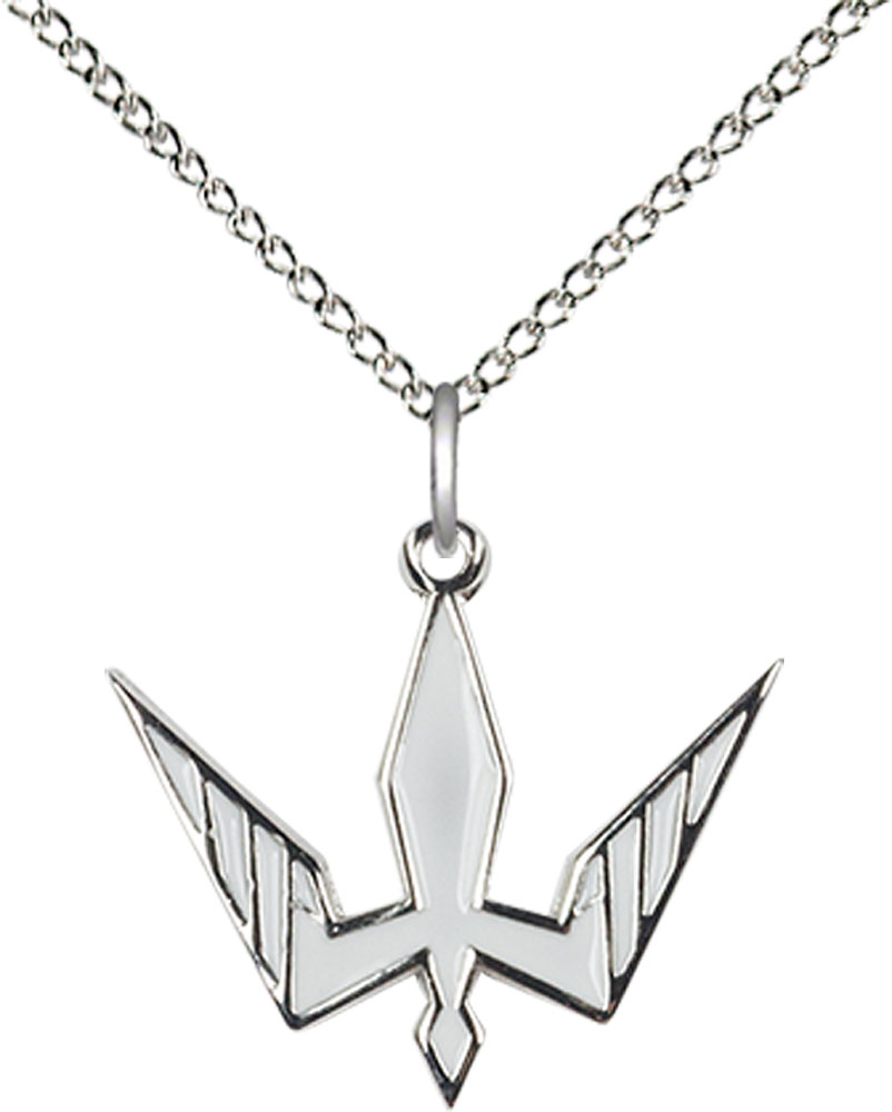 Sterling Silver Holy Spirit Pendant on a 18 inch Sterling Silver Light Curb chain