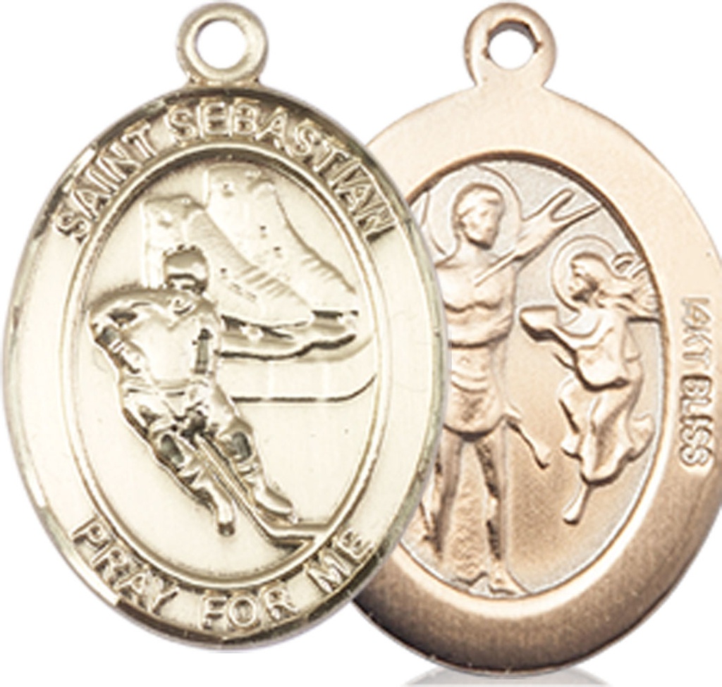 14kt Gold Saint Sebastian Hockey Medal