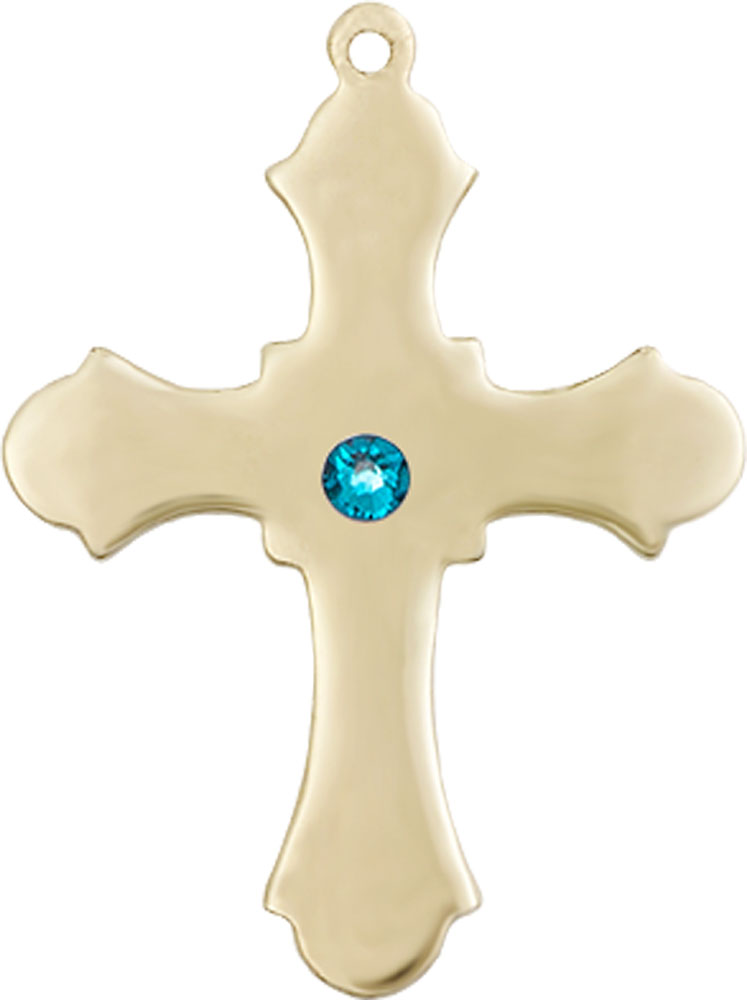 14kt Gold Filled Cross Medal with a 3mm Zircon Swarovski stone