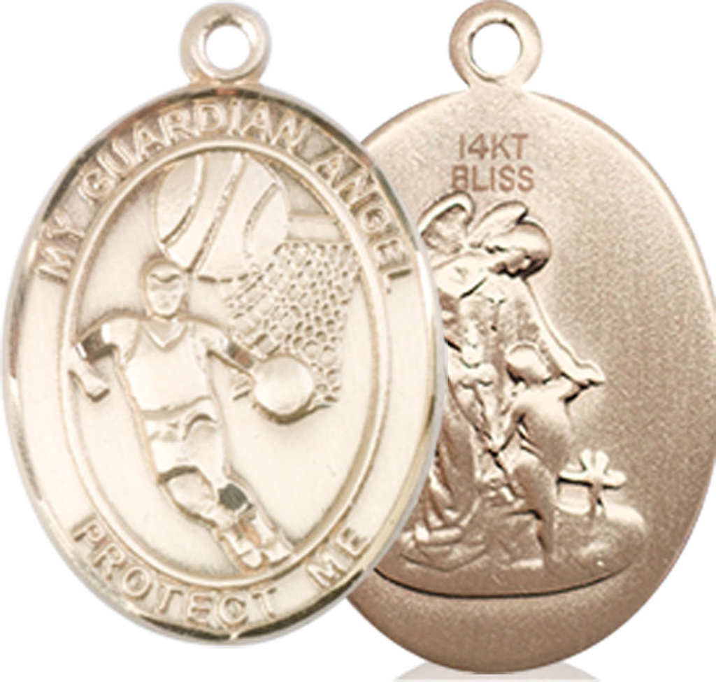 14kt Gold Guardian Angel Basketball Medal