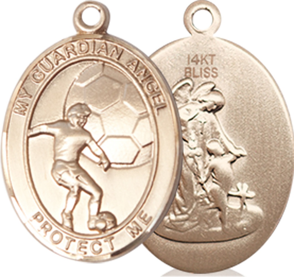 14kt Gold Guardian Angel Soccer Medal