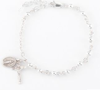 High Polished Round Sterling Silver Rosary Bracelet 4mm
