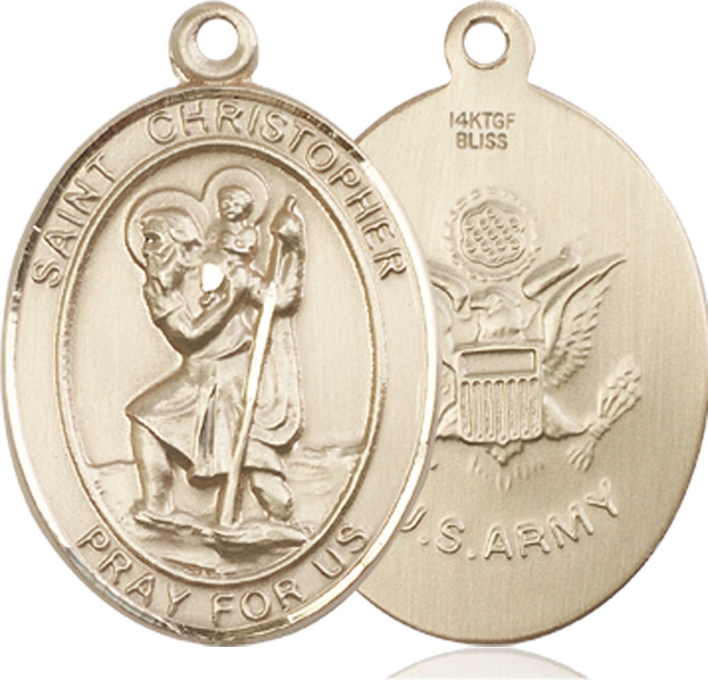 14kt Gold Filled Saint Christopher Army Medal