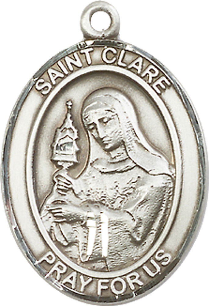 Sterling Silver Saint Clare of Assisi Medal