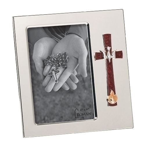 7"H Confirmation Frame 4X6 - Dove And Flame Icons