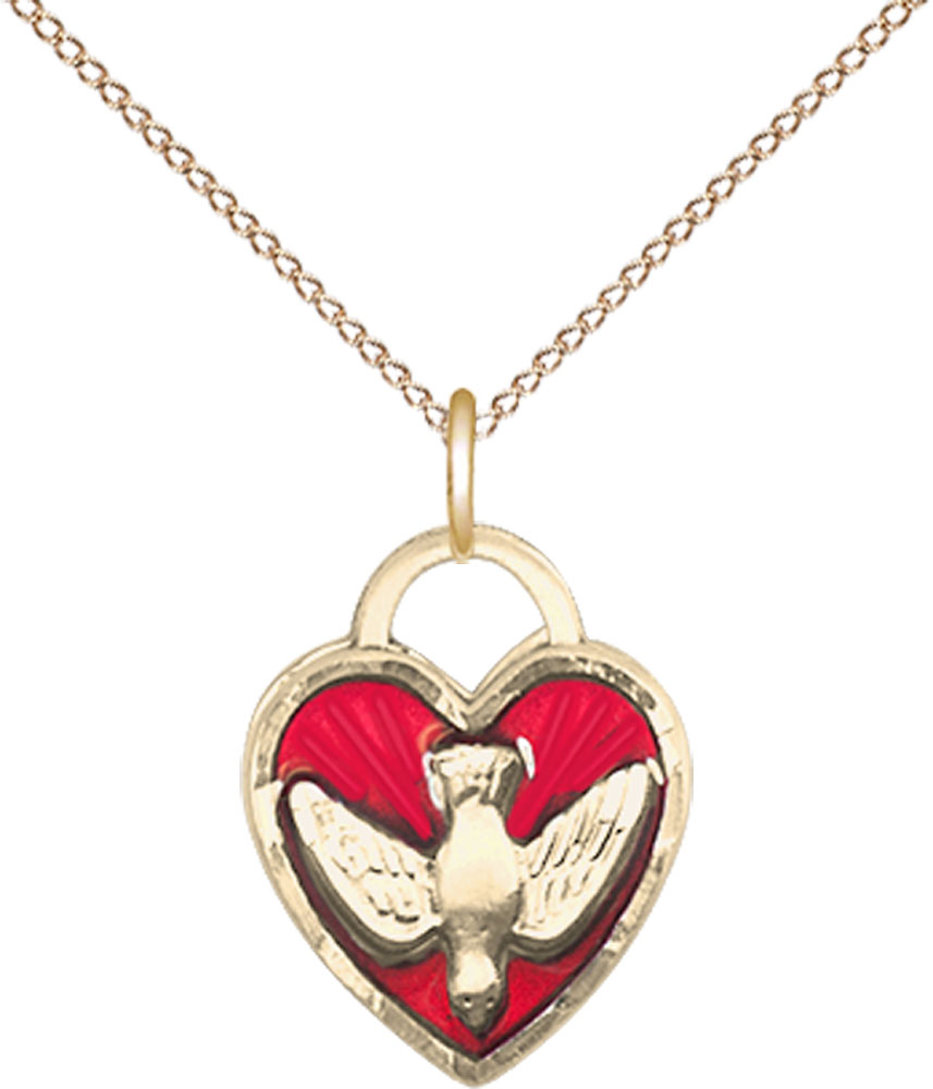 14kt Gold Filled Confirmation Pendant on a 18 inch Gold Filled Light Curb chain