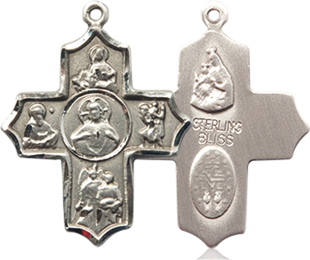 Sterling Silver Sacred Heart 5-Way Medal