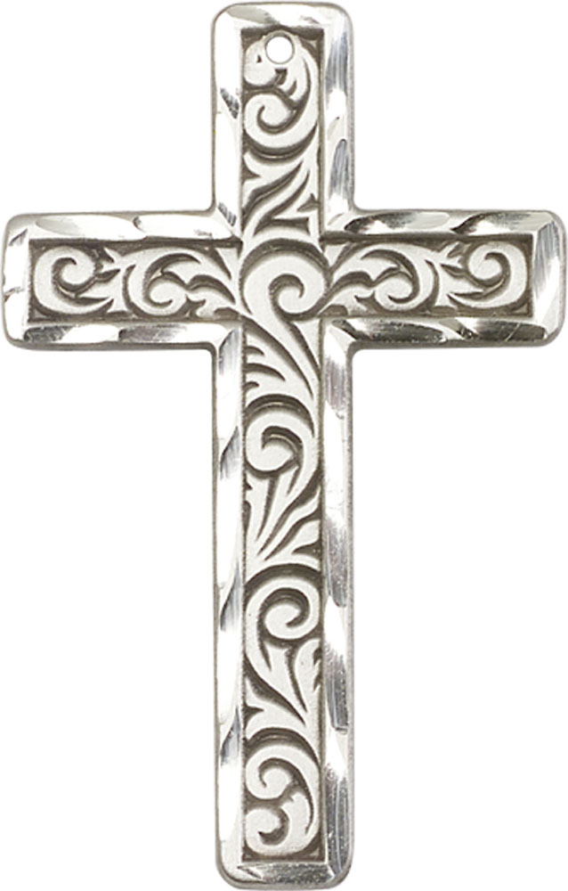 Sterling Silver Knurled Cross Medal