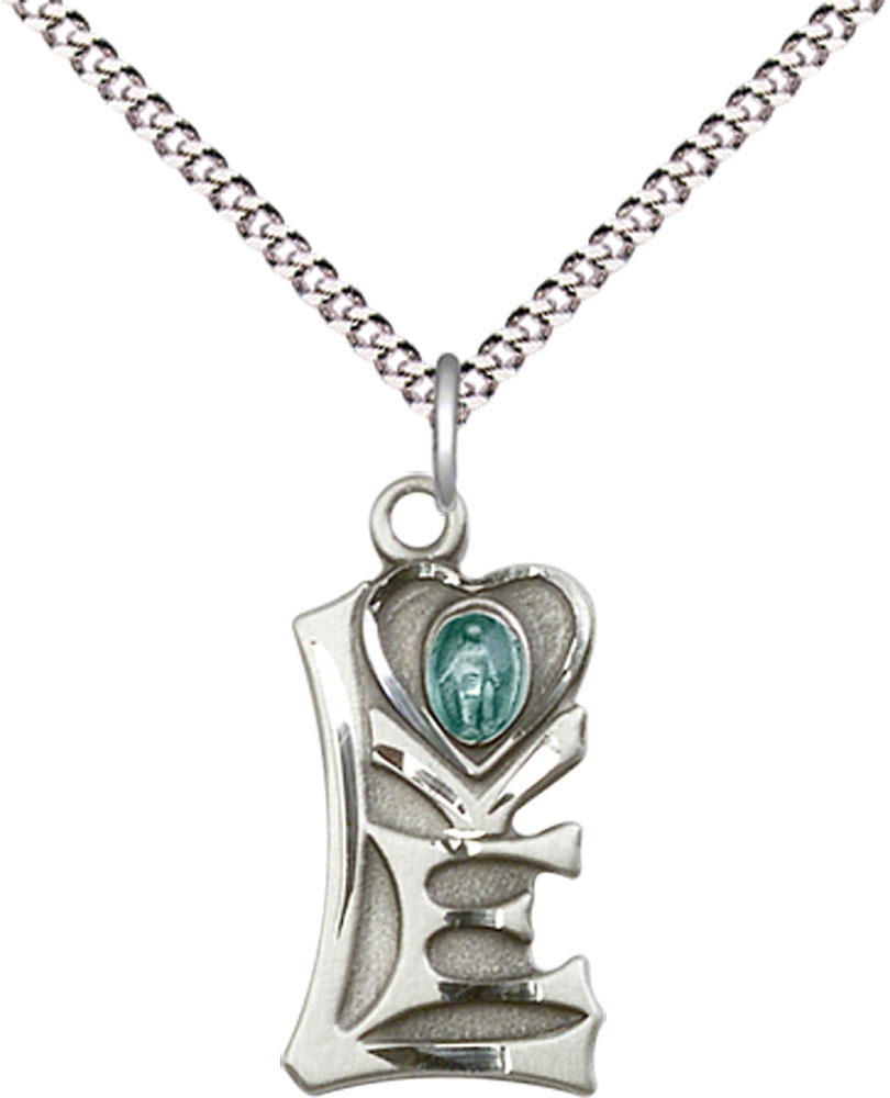Sterling Silver Miraculous Pendant on a 18 inch Light Rhodium Light Curb chain
