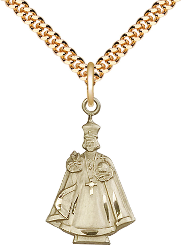 14kt Gold Filled Infant Figure Pendant on a 24 inch Gold Plate Heavy Curb chain
