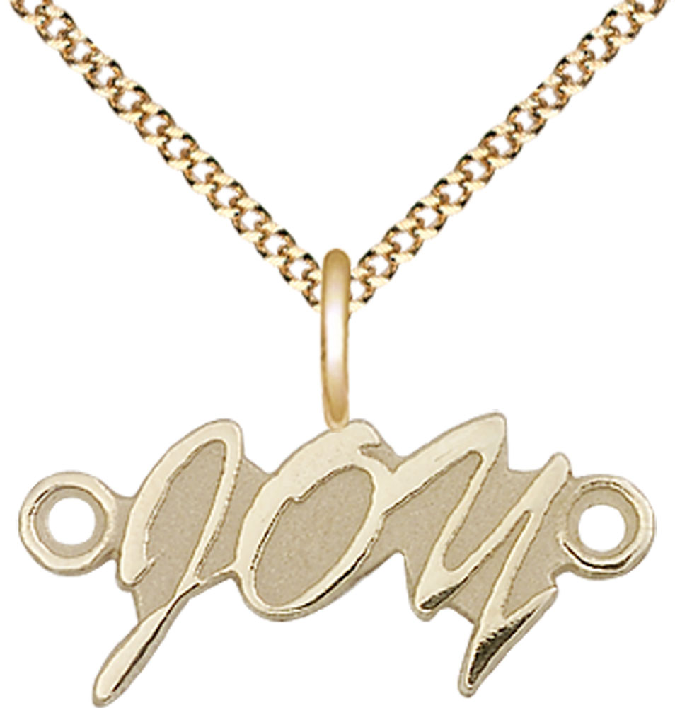 14kt Gold Filled Joy Pendant on a 18 inch Gold Plate Light Curb chain