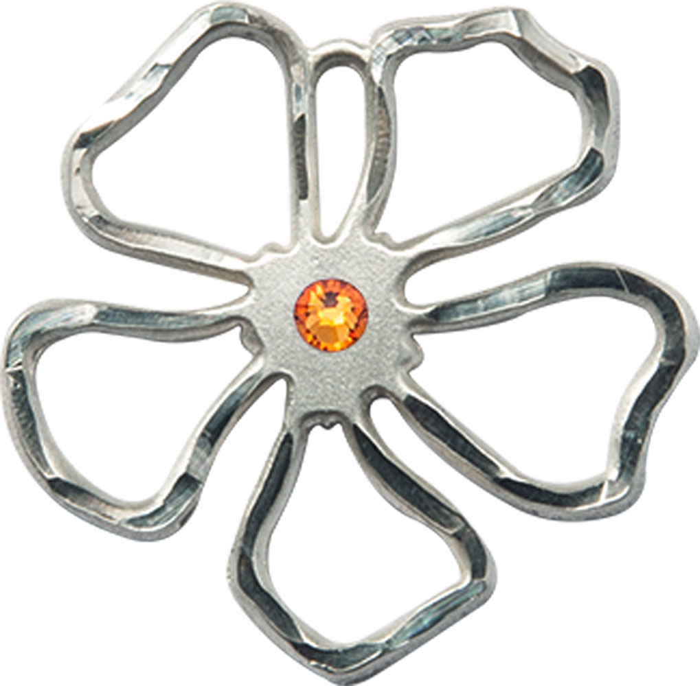 Sterling Silver Five Petal Flower Medal with a 3mm Topaz Swarovski stone