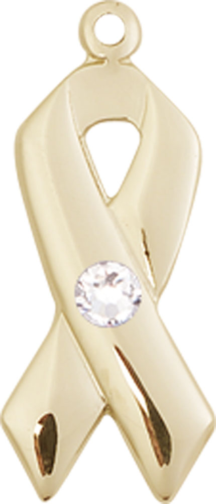 14kt Gold Filled Cancer Awareness Medal with a 3mm Crystal Swarovski stone