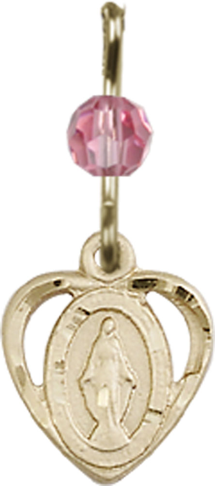 14kt Gold Filled Miraculous Medal with a Rose bead