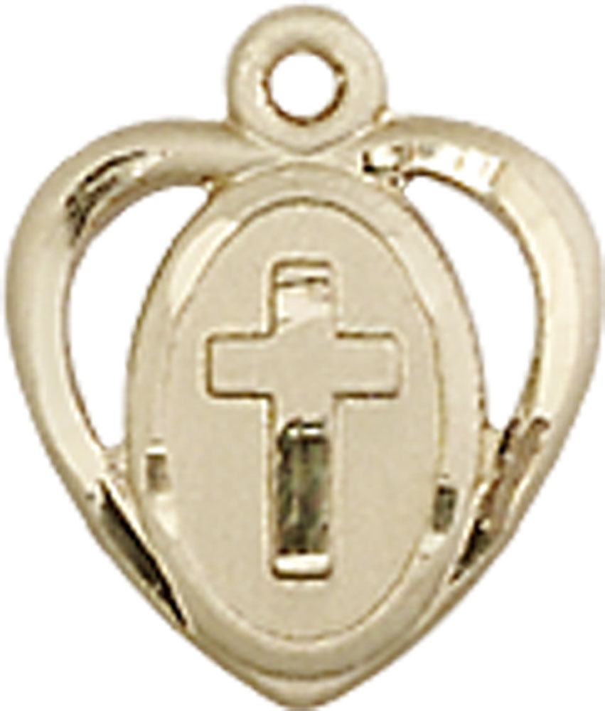 14kt Gold Filled Heart Cross Medal