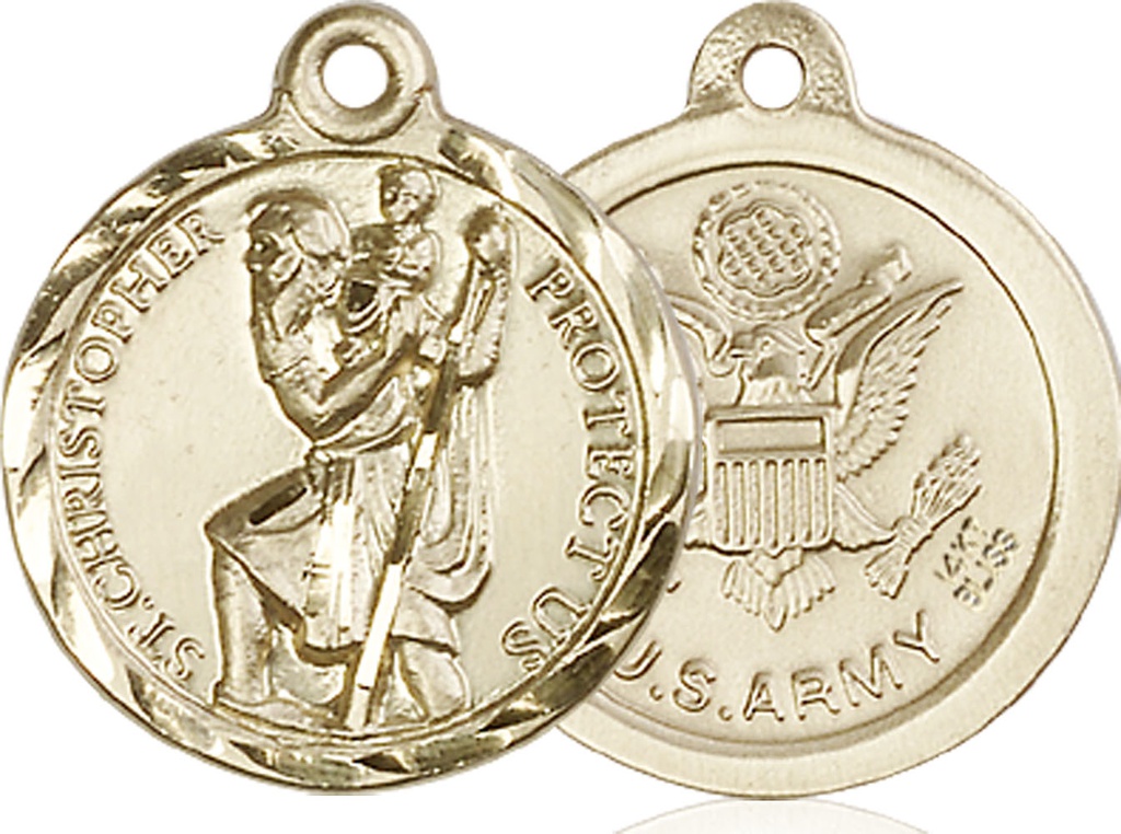 14kt Gold Saint Christopher Army Medal