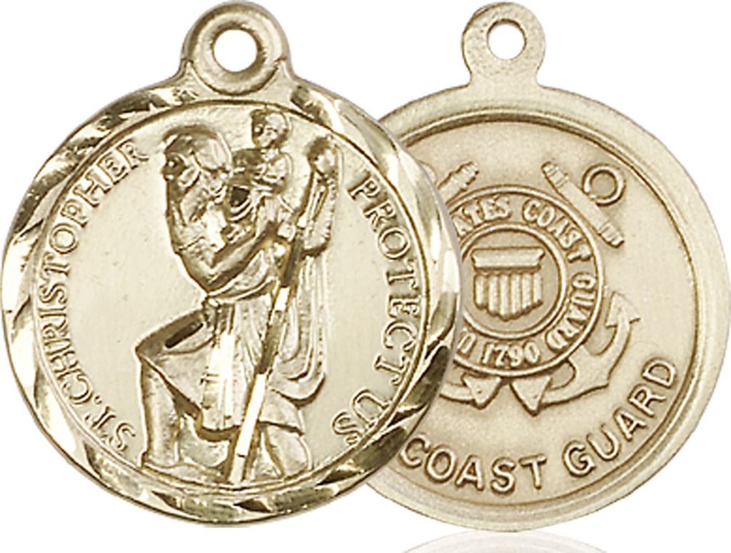 14kt Gold Saint Christopher Coast Guard Medal