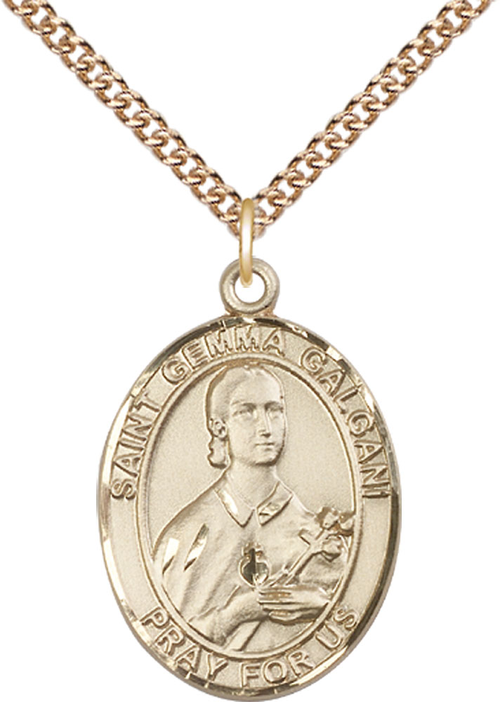14kt Gold Filled Saint Gemma Galgani Pendant on a 24 inch Gold Filled Heavy Curb chain