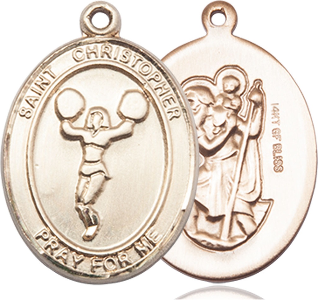 14kt Gold Filled Saint Christopher Cheerleading Medal