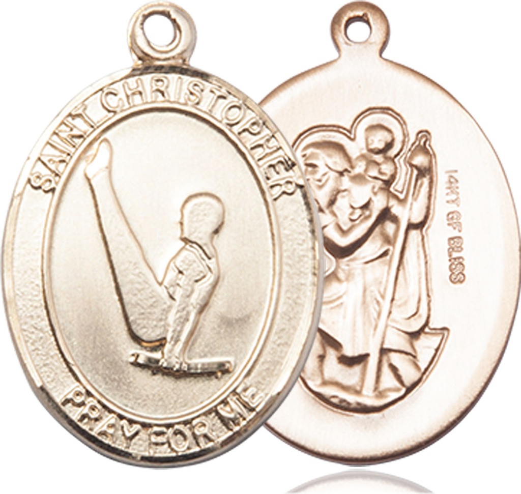 14kt Gold Filled Saint Christopher Gymnastics Medal