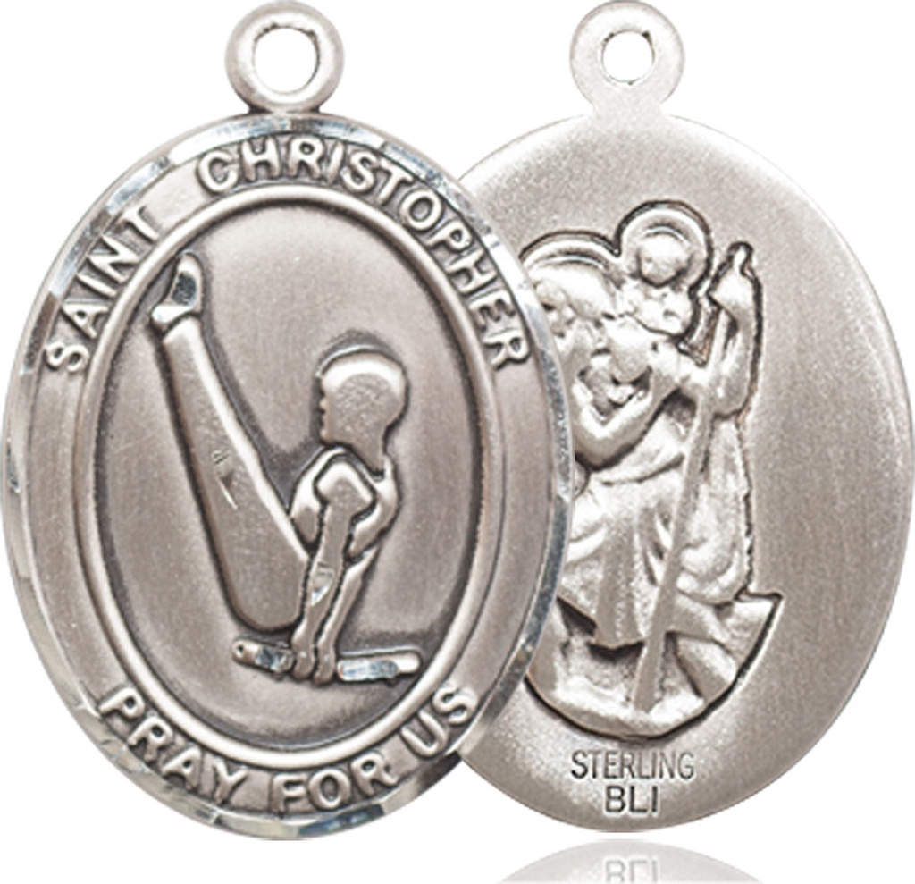 Sterling Silver Saint Christopher Gymnastics Medal