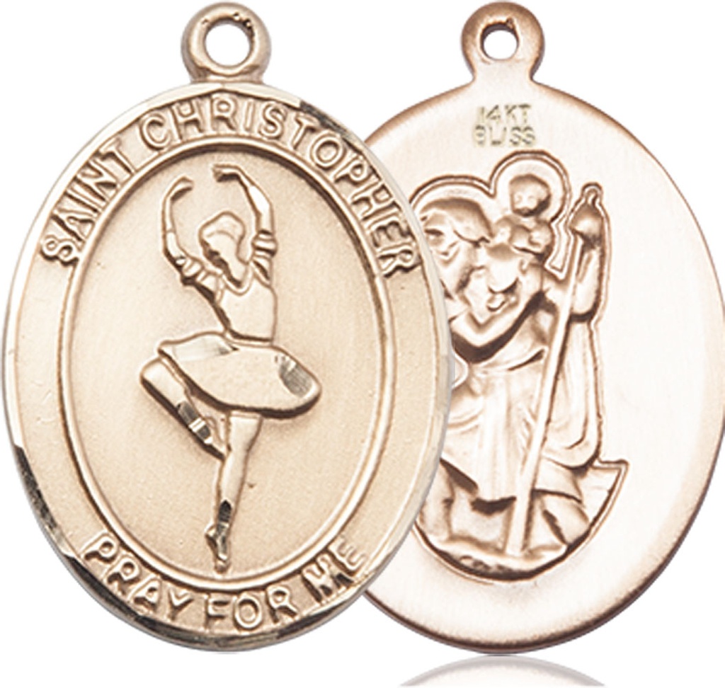 14kt Gold Saint Christopher Dance Medal