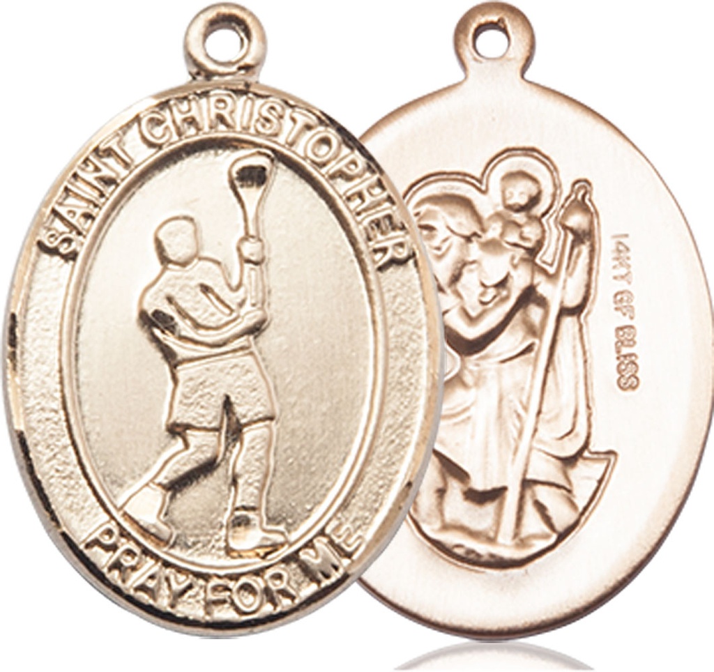 14kt Gold Filled Saint Christopher Lacrosse Medal