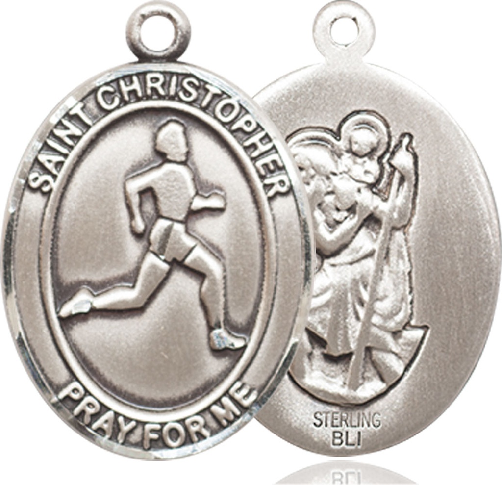 Sterling Silver Saint Christopher Track&amp;Field Medal