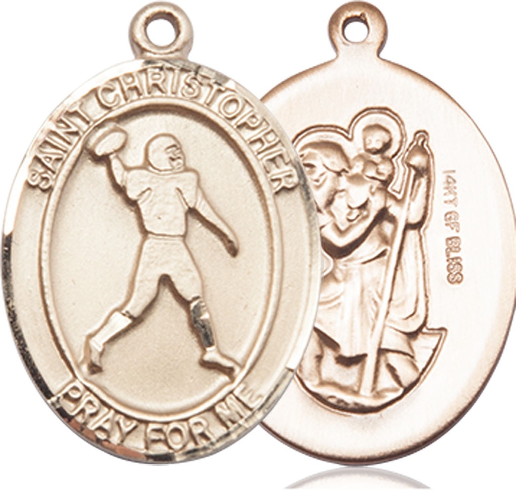 14kt Gold Filled Saint Christopher Football Medal