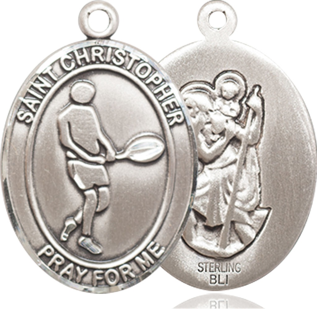 Sterling Silver Saint Christopher Tennis Medal