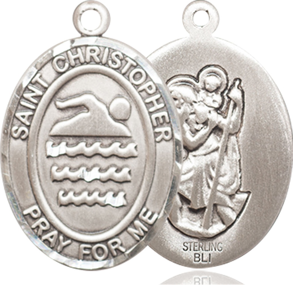 Sterling Silver Saint Christopher Swimming Medal