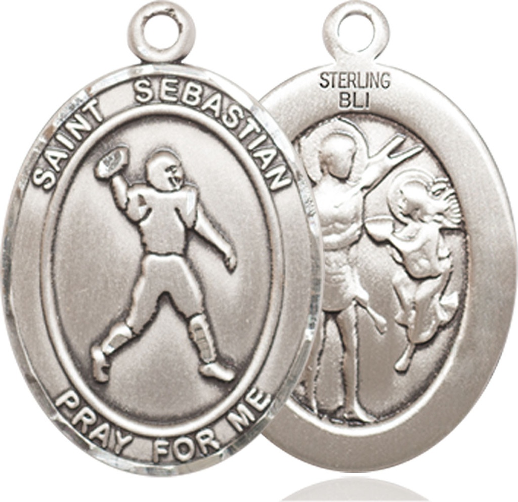 Sterling Silver Saint Sebastian Football Medal