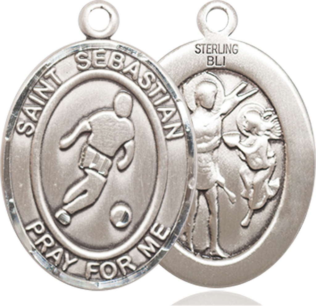 Sterling Silver Saint Sebastian Soccer Medal