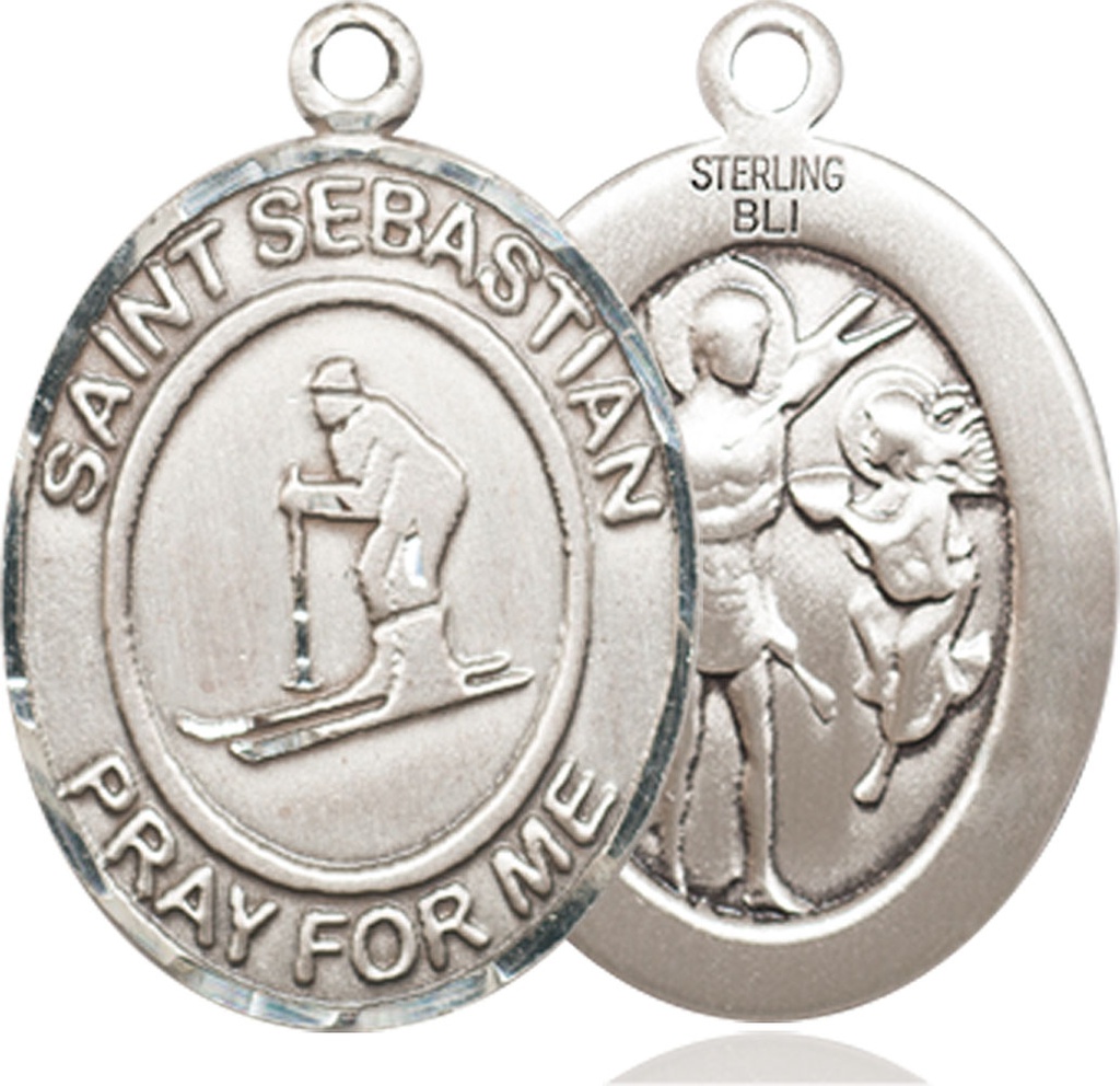 Sterling Silver Saint Sebastian Skiing Medal